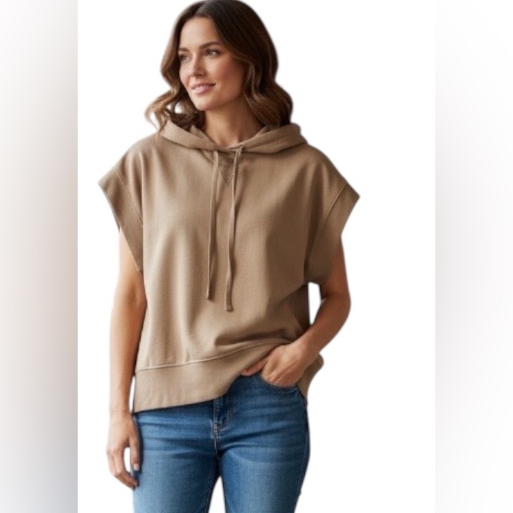Zara Hoodie Sin Mangas Beige Talla M Casual Athleisure